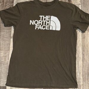 The North Face Olive Green Tee with White Logo-size L